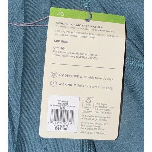 Alpine Design Women's Field Knit Jogger Pants- Teal - Medium - New $45 - Picture 4 of 4